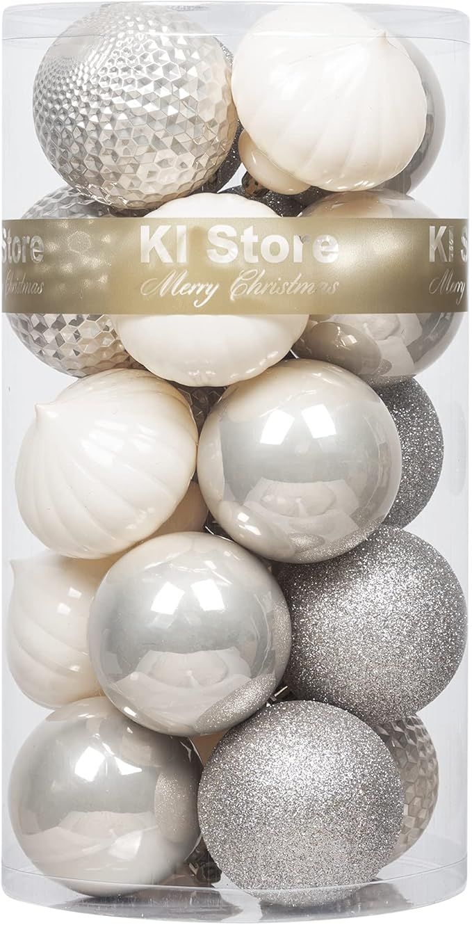 KI Store 20ct Ivory Christmas Balls Shatterproof Christmas Tree Decorations Large Ball Ornaments ... | Amazon (US)