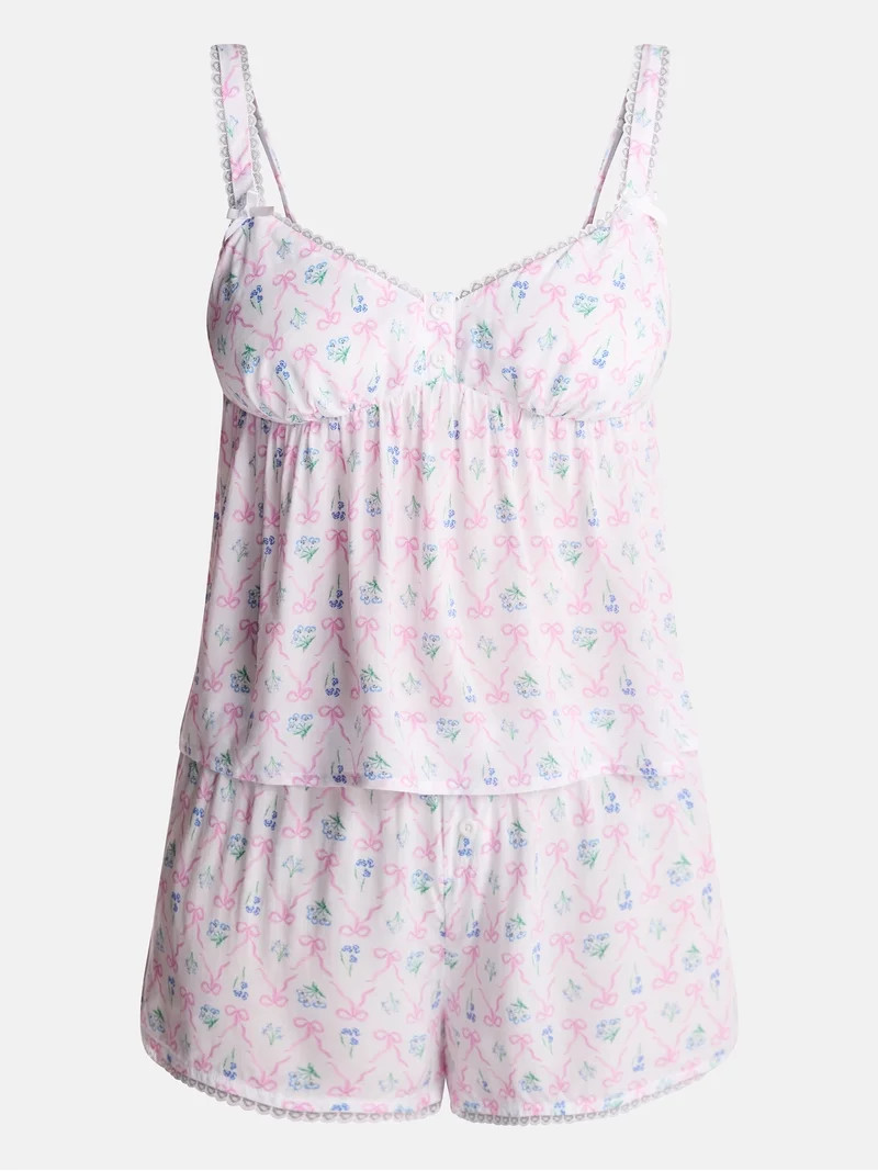 No Boundaries Woven Cami Top and Shorts Sleep Set, 2-Piece, Women's XS-XXL | Walmart (US)