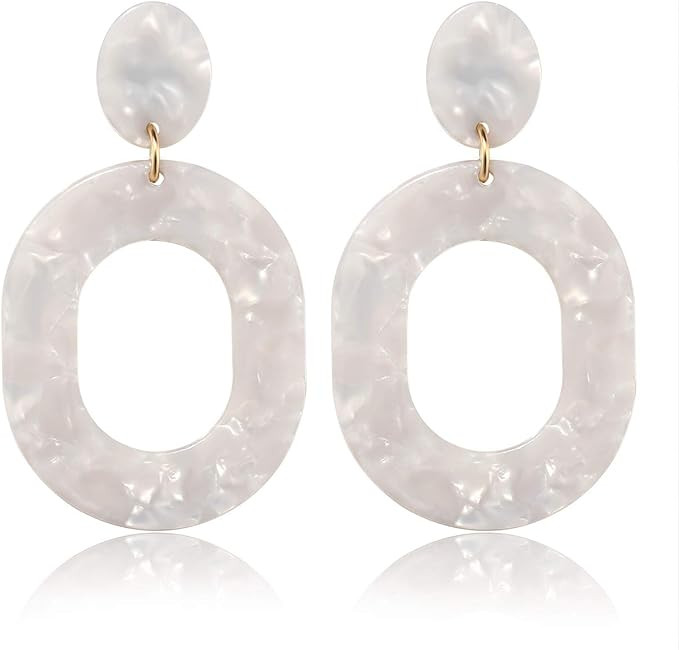 Acrylic Earrings For Women Girls Statement Geometric Earrings Resin Acetate Drop Dangle Earrings ... | Amazon (US)