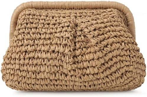 Clothirily Straw Clutch Purses for Women, Cloud Dumpling Woven Bag with Detachable Chain, Beach C... | Amazon (US)