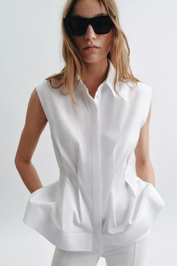 PLEATED SLEEVELESS SHIRT ZW COLLECTION | Zara US