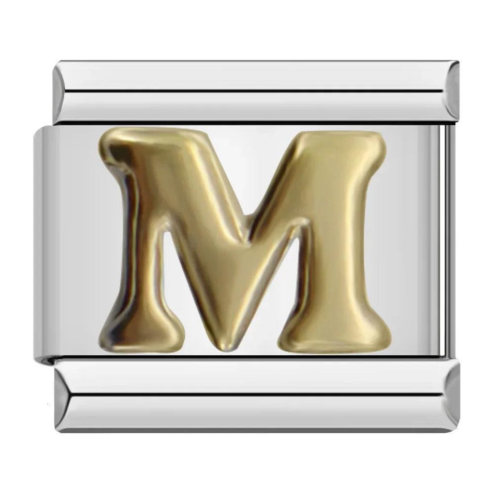 Letter M in Gold, on Silver | Charms Official