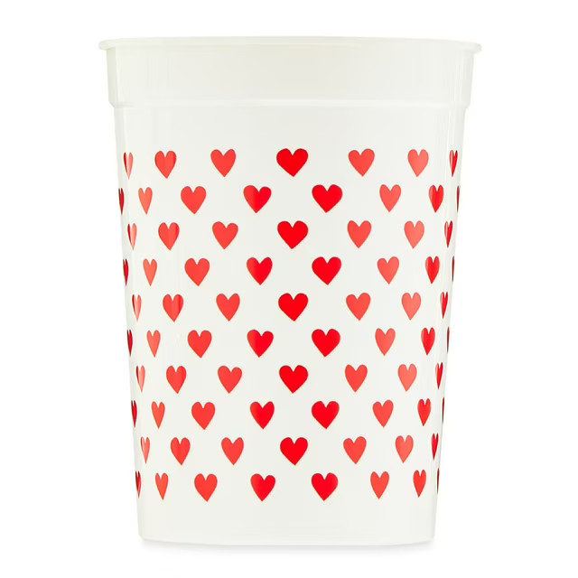 Valentine's Day White & Red Hearts Plastic Cups, 4 Count, by Way to Celebrate | Walmart (US)