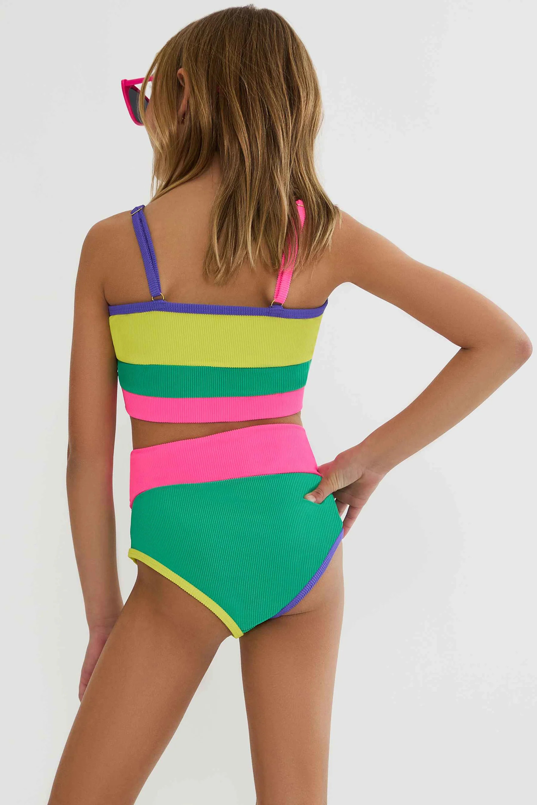 Little Eva & Emmy Bottom Technicolor Colorblock | Girls Colorblock Swimsuit | Beach Riot | Beach Riot