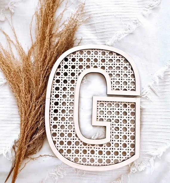 Boho Rattan Wood Nursery Letters Home Wall Decor | Etsy | Etsy (US)