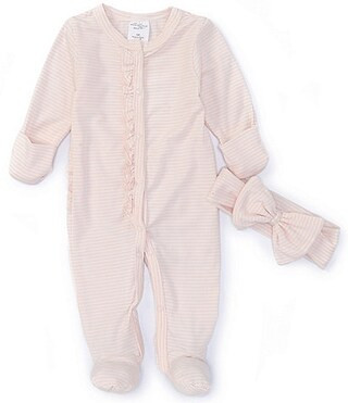 Baby Girls Newborn-6 Months Long-Sleeve Ruffled Rumba Footed Coverall Set | Dillards