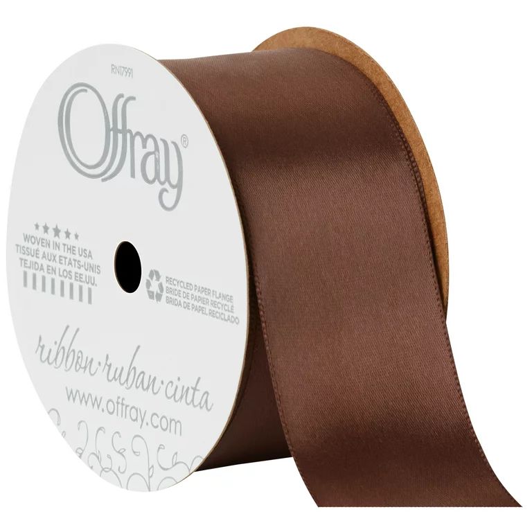 Offray Ribbon, Brown 1 1/2 inch Single Face Satin Polyester Ribbon, 12 feet | Walmart (US)