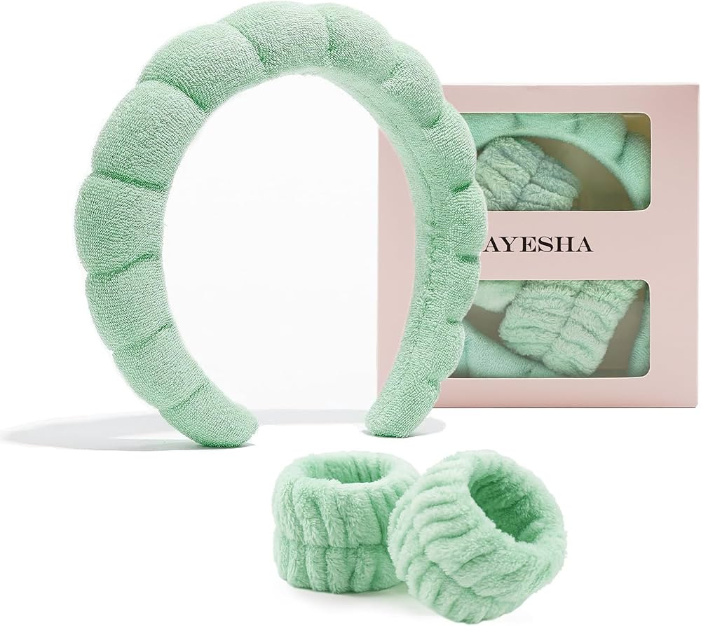 Ayesha Spa Headband and Wristband Set for Skincare Washing Face Drunk Elephant Terry Cloth Headba... | Amazon (US)