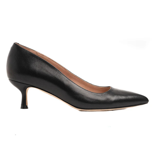 Black Leather Kitten Heel | ALLY Shoes