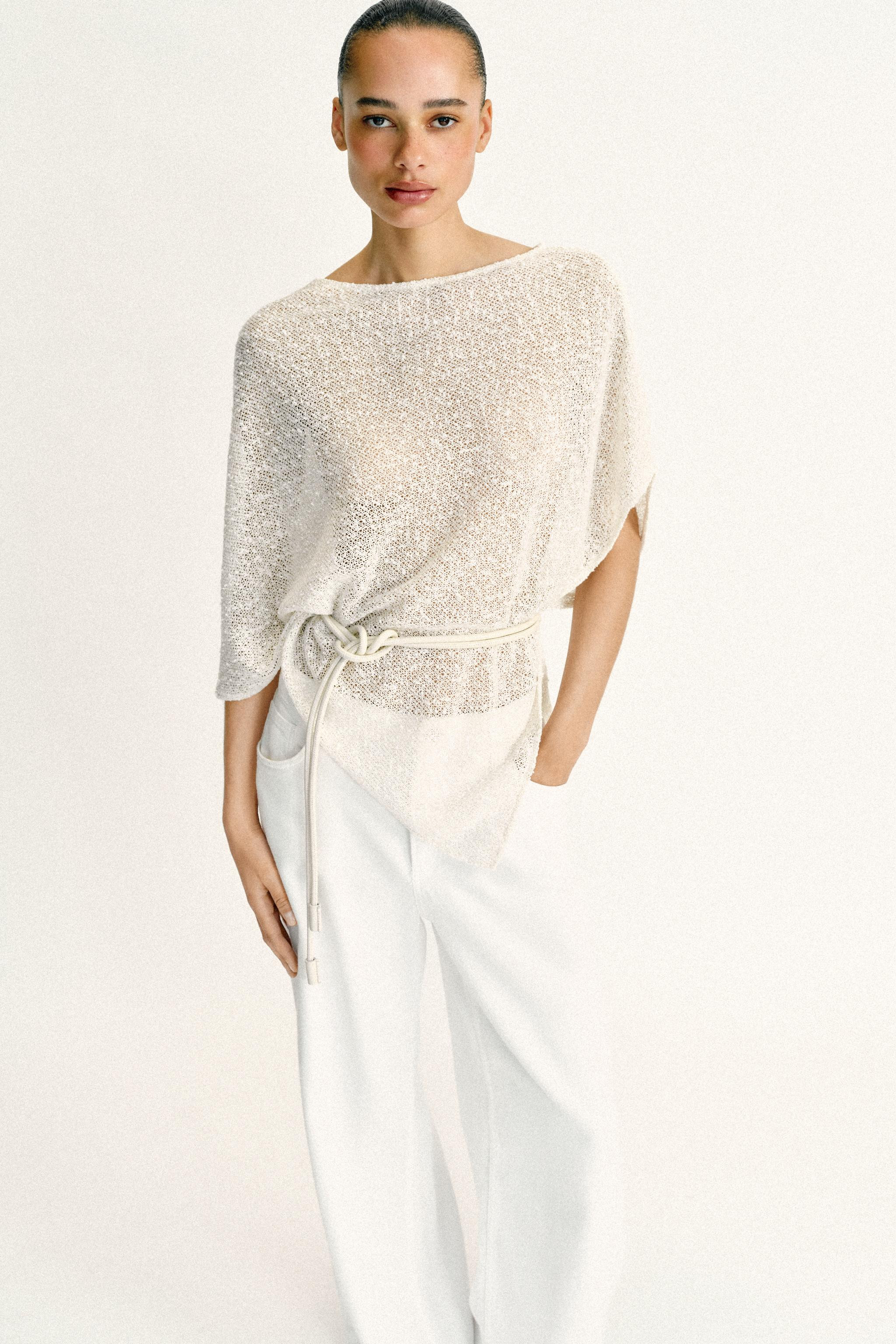 ASYMMETRIC METALLIC THREAD CAPE | Zara US