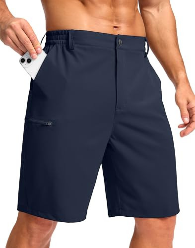 G Gradual Men's Casual Shorts 7"/ 9" Lightweight 4 Pockets Stretch Quick-Dry Summer Shorts for Golf Work Hiking Trips(9", Navy, M) | Amazon (US)