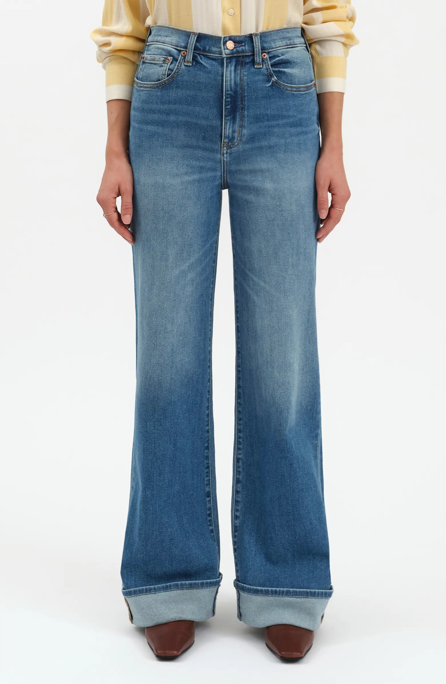 Far Out Cuffed High Waist Wide Leg Jeans | Nordstrom