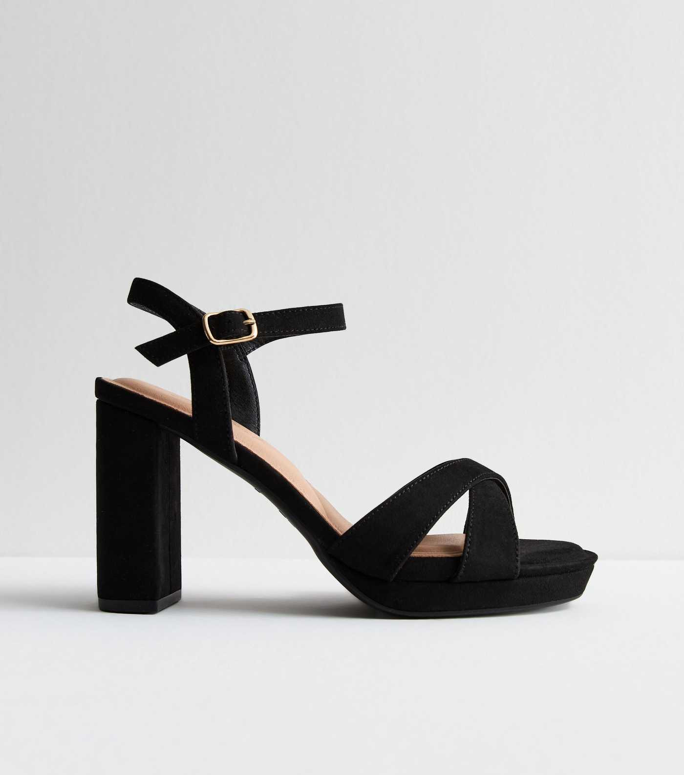 Black Suedette Platform Block Heel Sandals | New Look | New Look (UK)