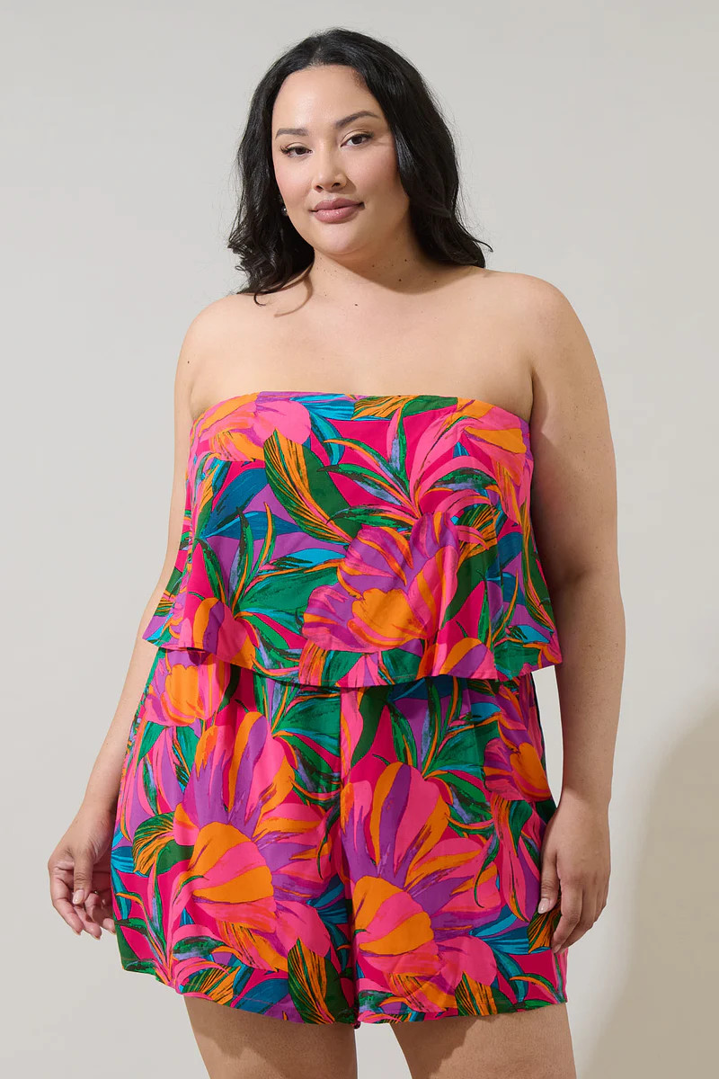 Beal Tropical Strapless Romper Curve | Sugarlips