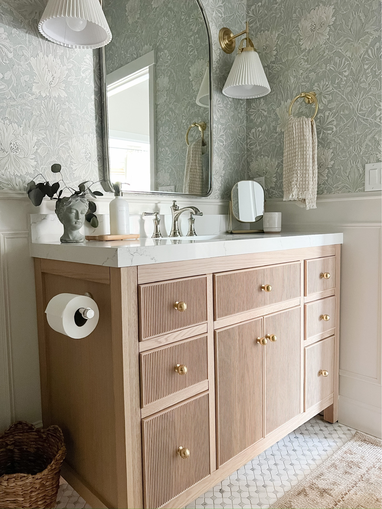 The girls’ bathroom vanity is a show stopper! The natural teak wood, reeded drawer fronts, and this stunning knobs make it such a timeless piece. We went with the 48” option with the white quartz counter and couldn’t love it more! 

#LTKstyletip #LTKhome
