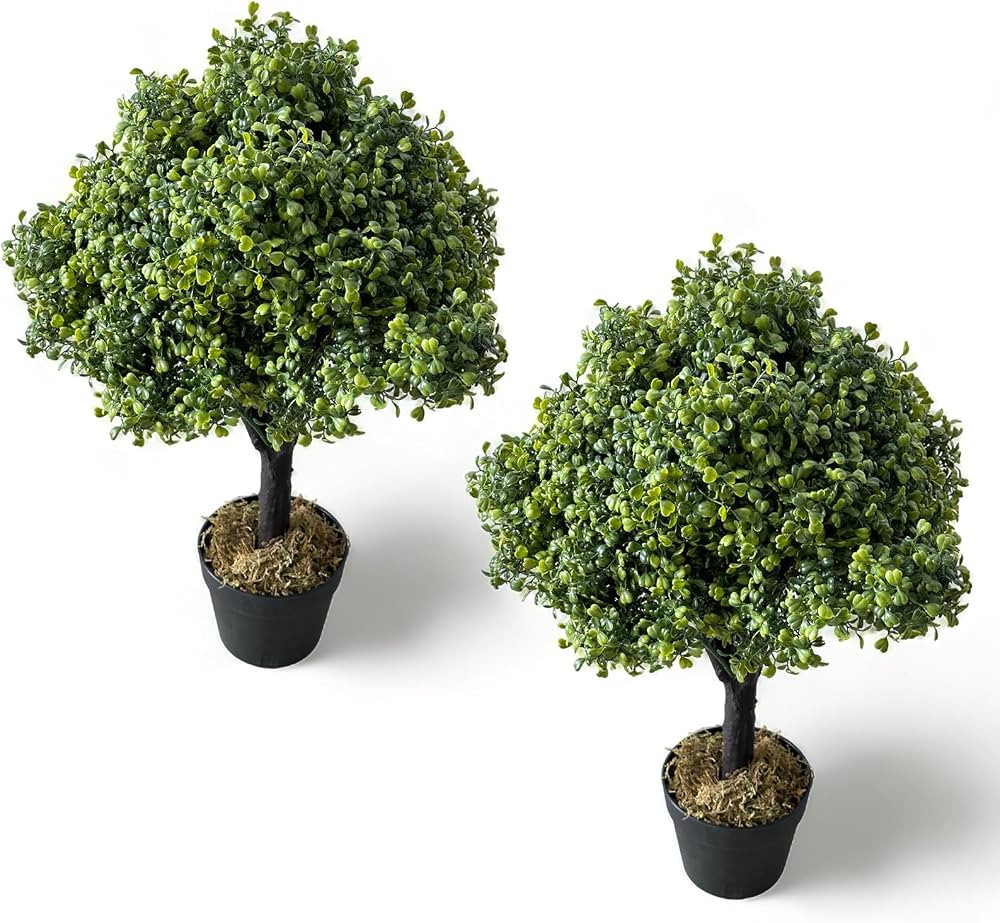 The Bloom Times 26" T Boxwood Topiary Trees Artificial Outdoor 2 Pack Faux Topiary Ball Plants Ou... | Amazon (US)