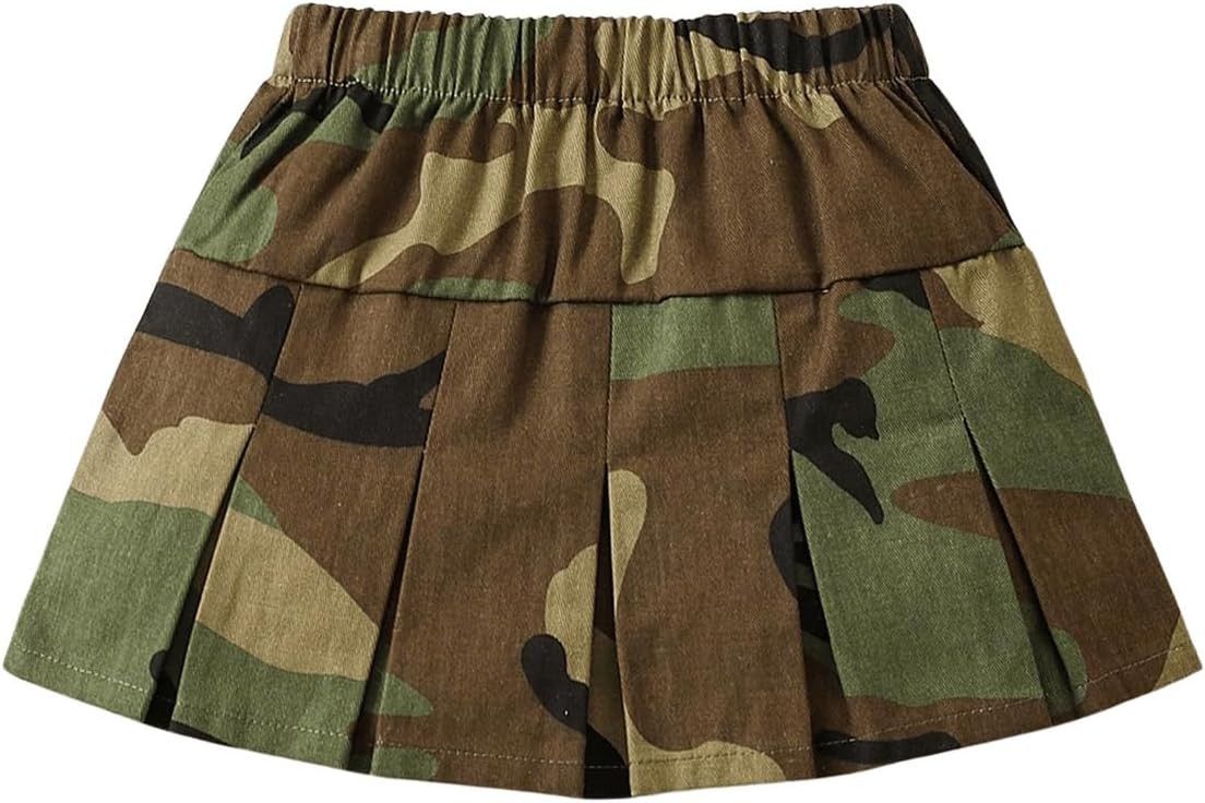 SOLY HUX Toddler Girl's High Waist Pleated Skirt Elastic Camo Skirts Summer Skater Skirts | Amazon (US)
