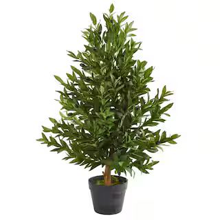 Nearly Natural 35 in. Indoor/Outdoor Olive Cone Topiary Artificial Tree 5548 - The Home Depot | The Home Depot