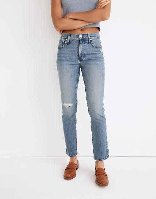 The Mid-Rise Perfect Vintage Jean in Ainsdale Wash: Knee-Rip Edition | Madewell