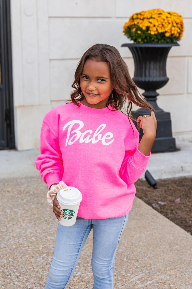 Kids Babe Safety Pink Graphic Sweatshirt | Pink Lily