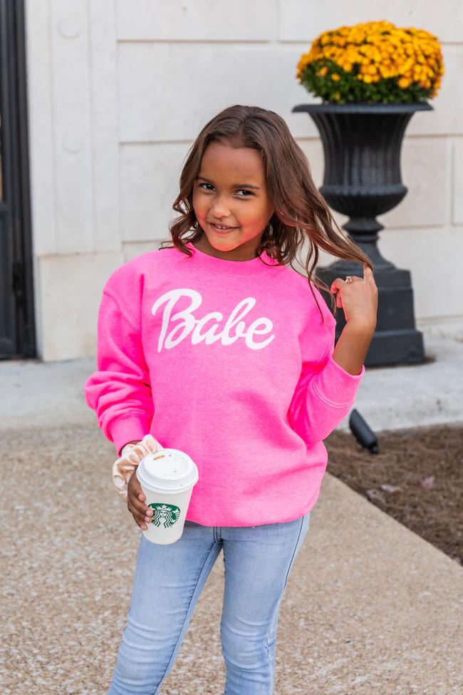 Kids Babe Safety Pink Graphic Sweatshirt | Pink Lily