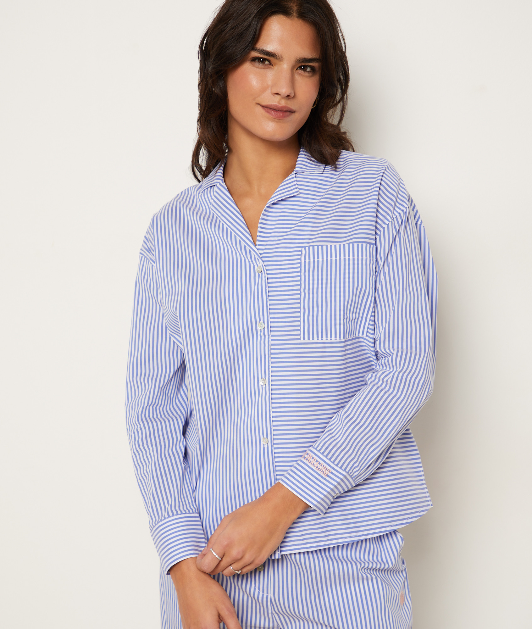 Chemise de pyjama rayée en coton détail poche COTTON - ETAM | Etam FR