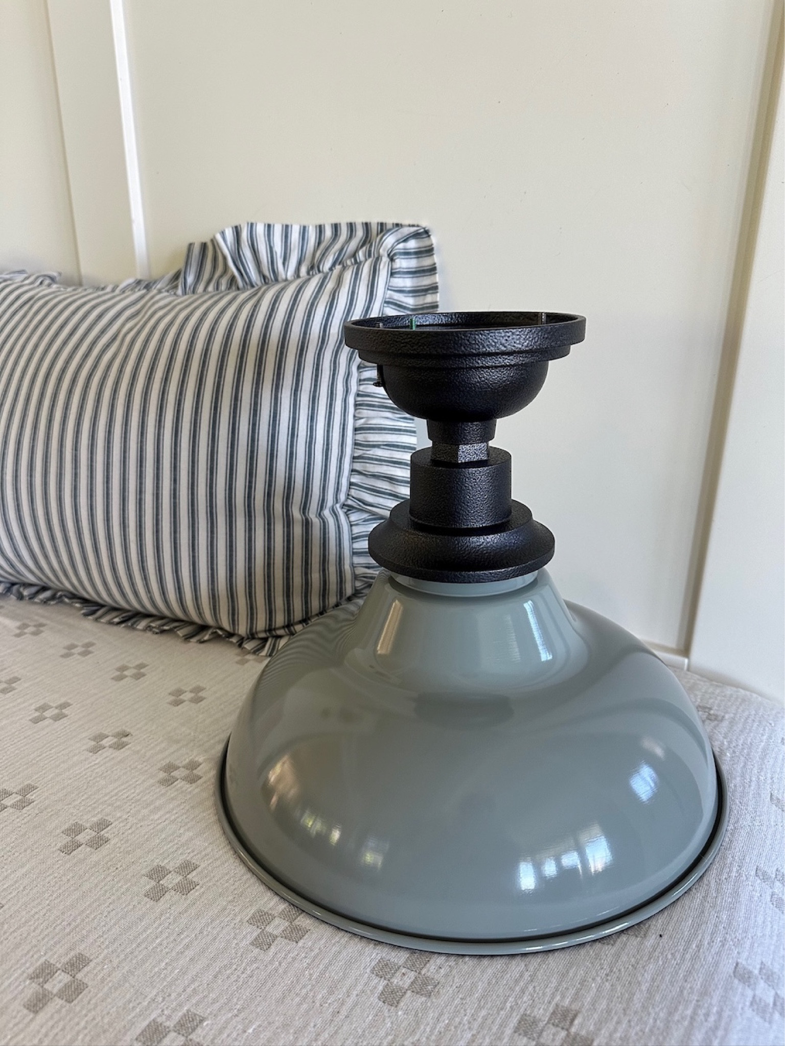 New mudroom pantry semi flush mount light in Rosemary gloss. Linked striped ruffle pillow and reversible blanket too!

#LTKSaleAlert #LTKHome #LTKStyleTip