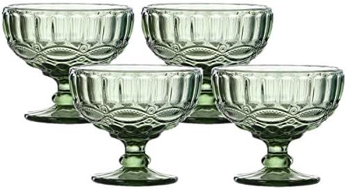 VanEnjoy Green Vintage Pressed Pattern Glass Ice Cream Cups/Dessert Bowls - Set of 4,12 Oz | Amazon (US)
