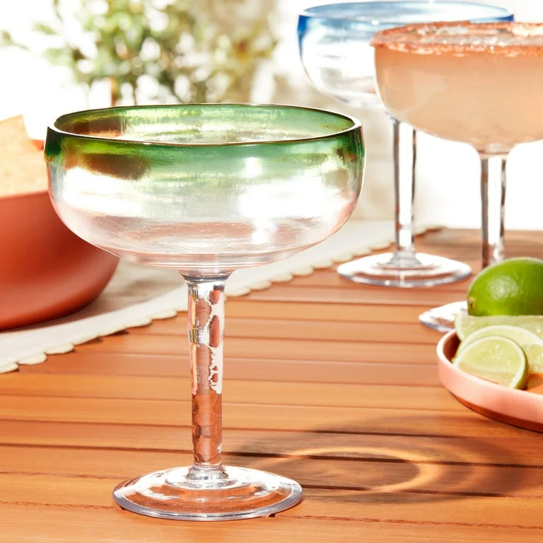 Mainstays by Becky G. & Alejandra 18-Ounce Acrylic Margarita Glass, Green Rim | Walmart (US)