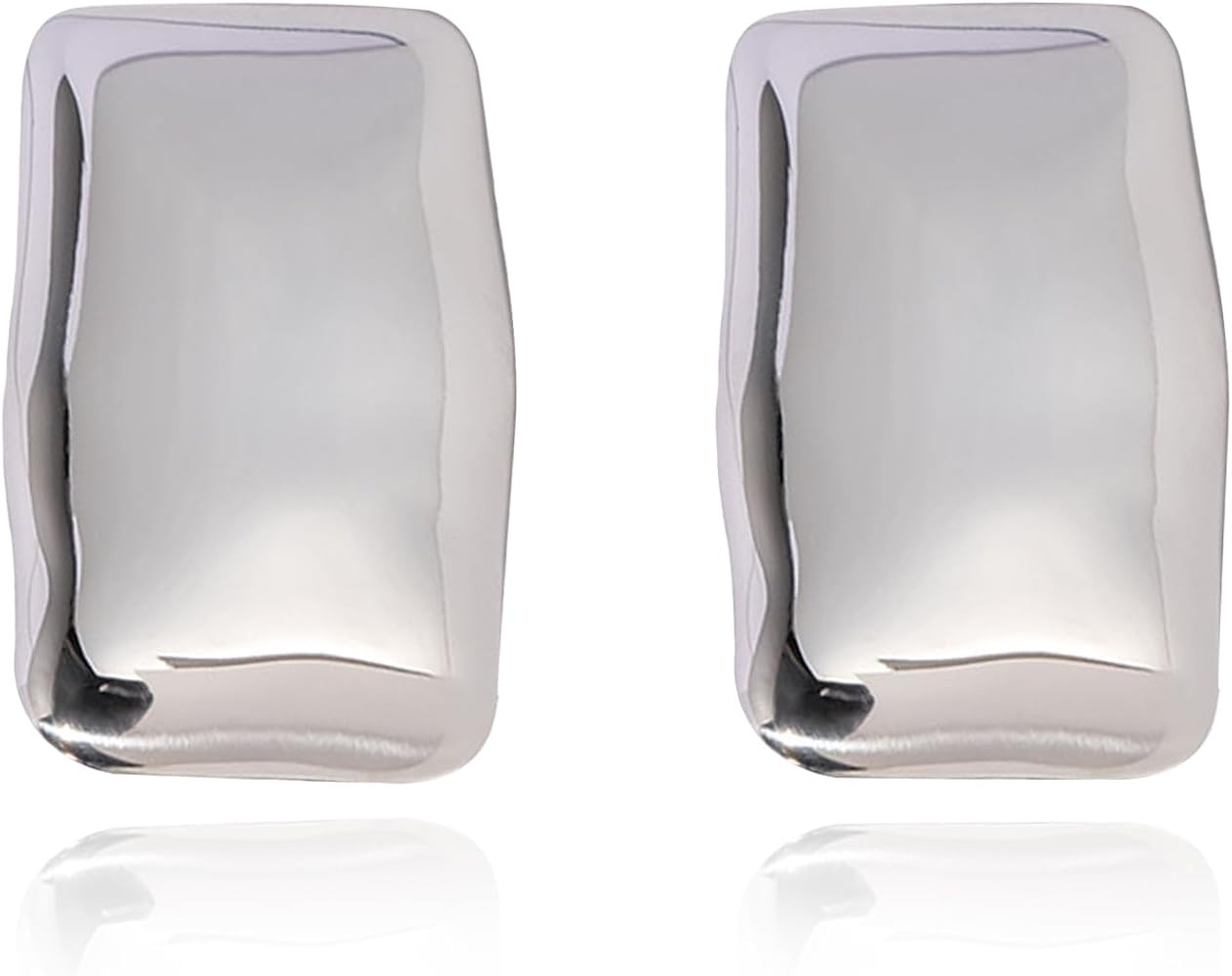 925 Sterling Silver Chunky Gold Rectangle Stud Earrings for Women| Dainty Thick Stud Earrings | G... | Amazon (US)