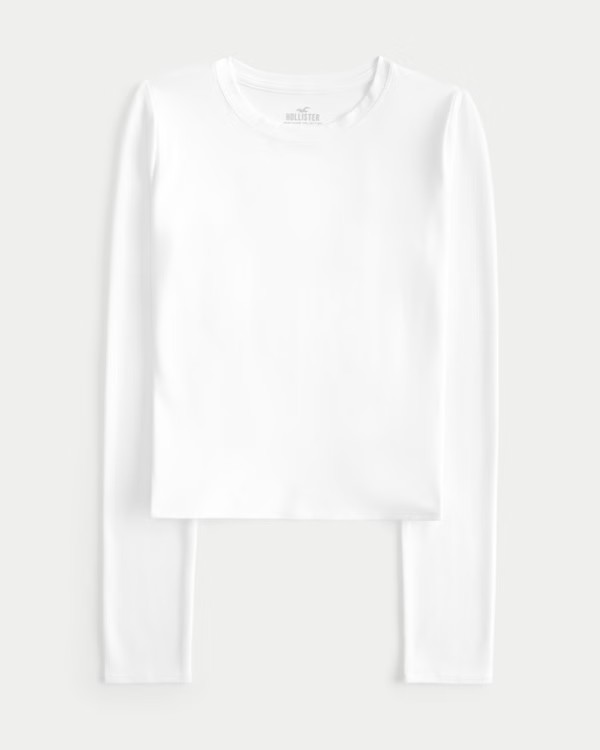 Seamless Fabric Long-Sleeve Crew T-Shirt | Hollister (US)