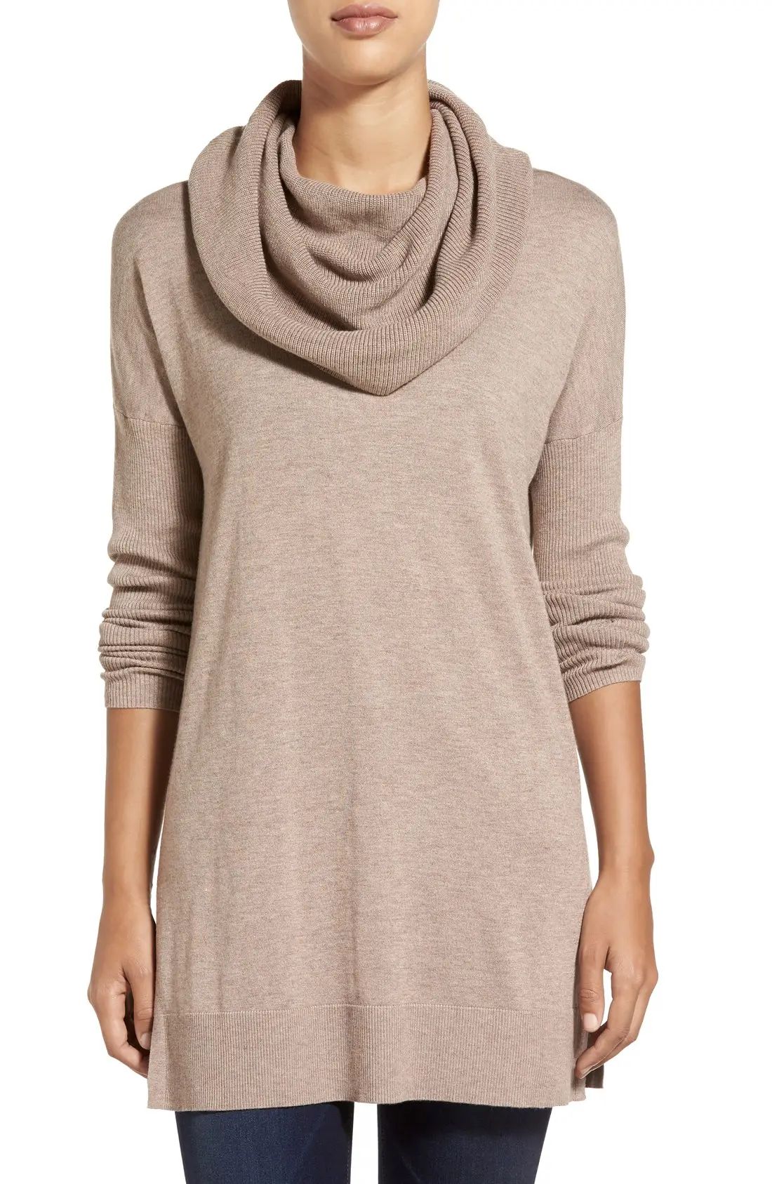 Caslon® Side Slit Convertible Cowl Neck Tunic (Regular & Petite) | Nordstrom