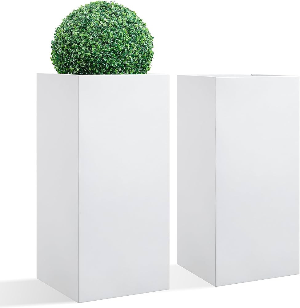 Metallic Heavy Tall Outdoor/Indoor Planter Box, Seamless Metal Planter, Rectangular, 14”Lx14”... | Amazon (US)