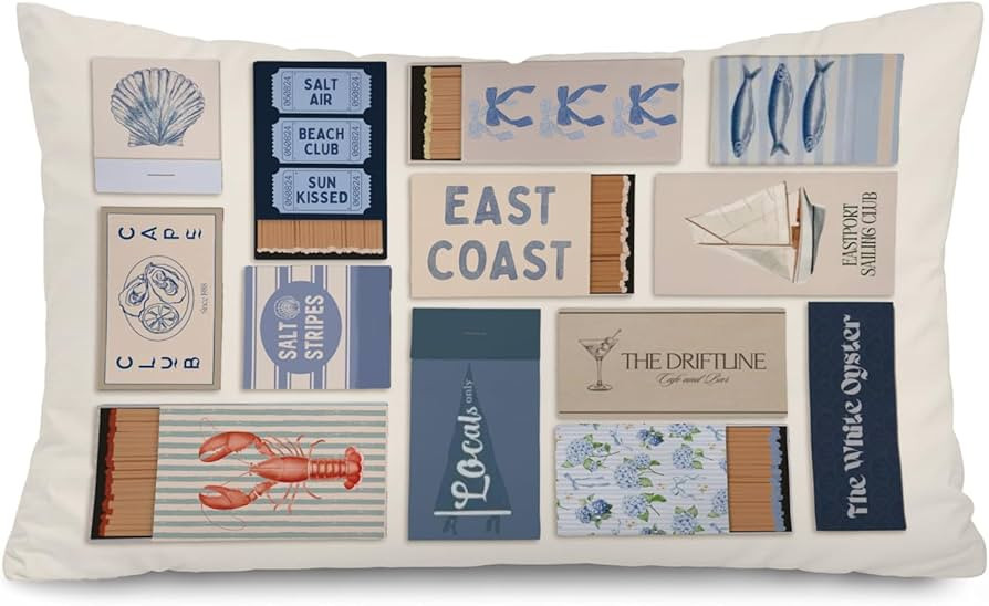 Coastal Beach 12x20 Pillow Cover, Beachy Room Decor Aesthetic, Retro Coastal Ocean Beachy East Co... | Amazon (US)
