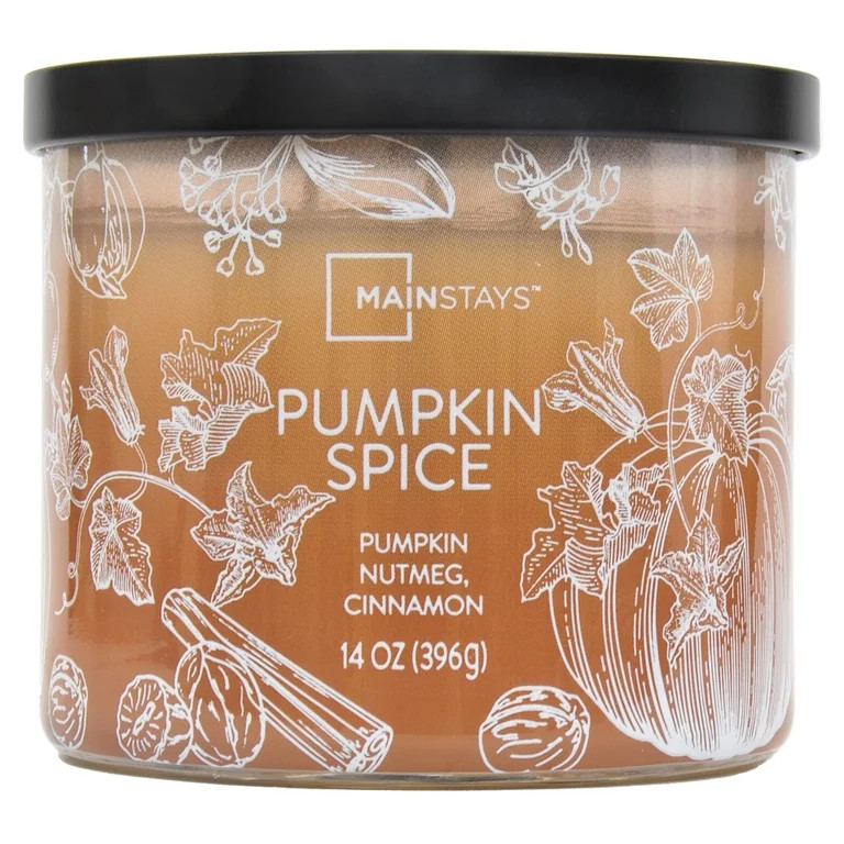 Mainstays Pumpkin Spice Scented Jar Candle, 3-Wick Ombre Wrapped, 14 oz | Walmart (US)