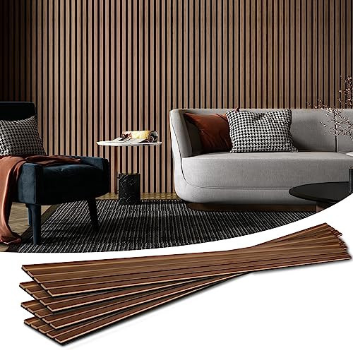 Art3d 4-Piece Wood Slat Acoustic Panels for Stylish Decor and Noise Reduction, 3D Textured Panel for Ceiling and Wall, Walnut | Amazon (US)
