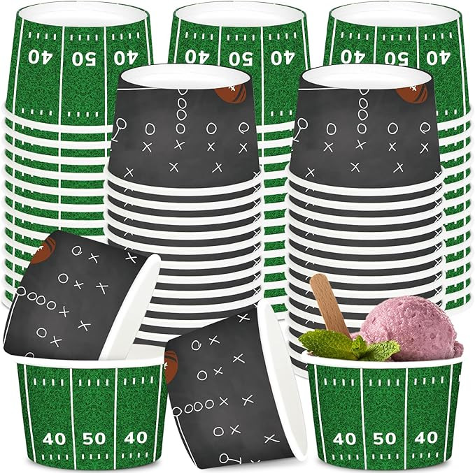 Qyeahkj 60Pcs Football Birthday Snack Bowls, Disposable Paper Ice Cream Soup Chili Bowl for BBQ P... | Amazon (US)