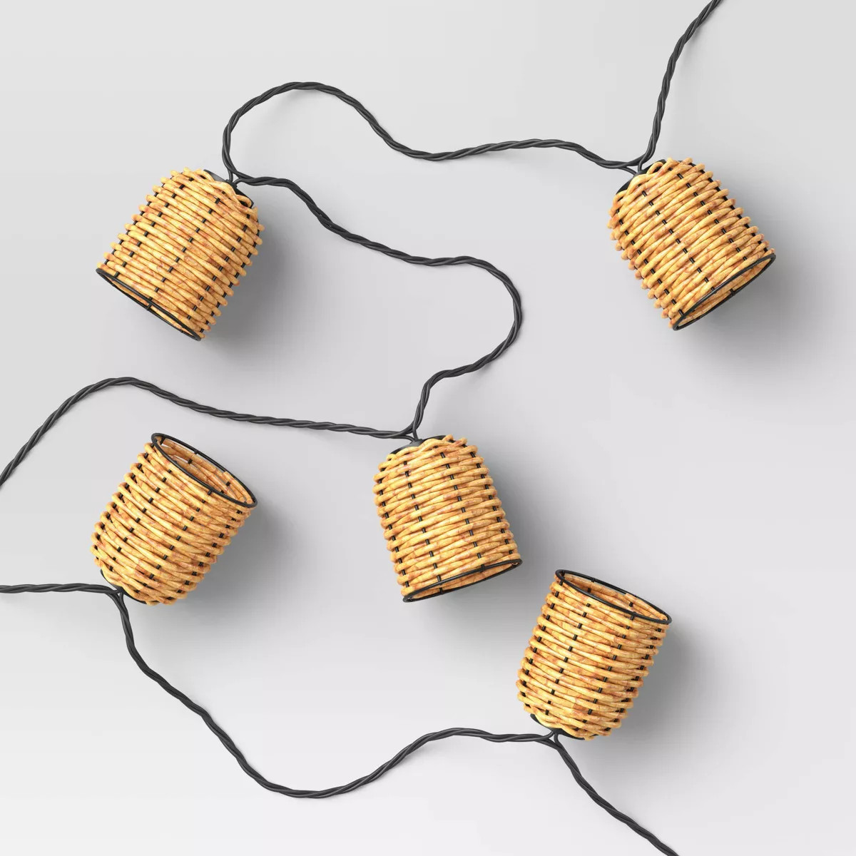 10ct LED Rattan Indoor Outdoor Lantern String Lights Clear Bulbs with Black Wire - Threshold™ | Target