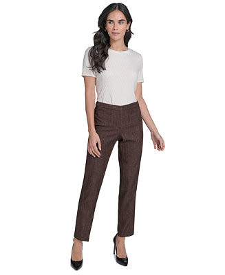 Petite Mid Rise Straight-Leg Ankle Pants | Macy's