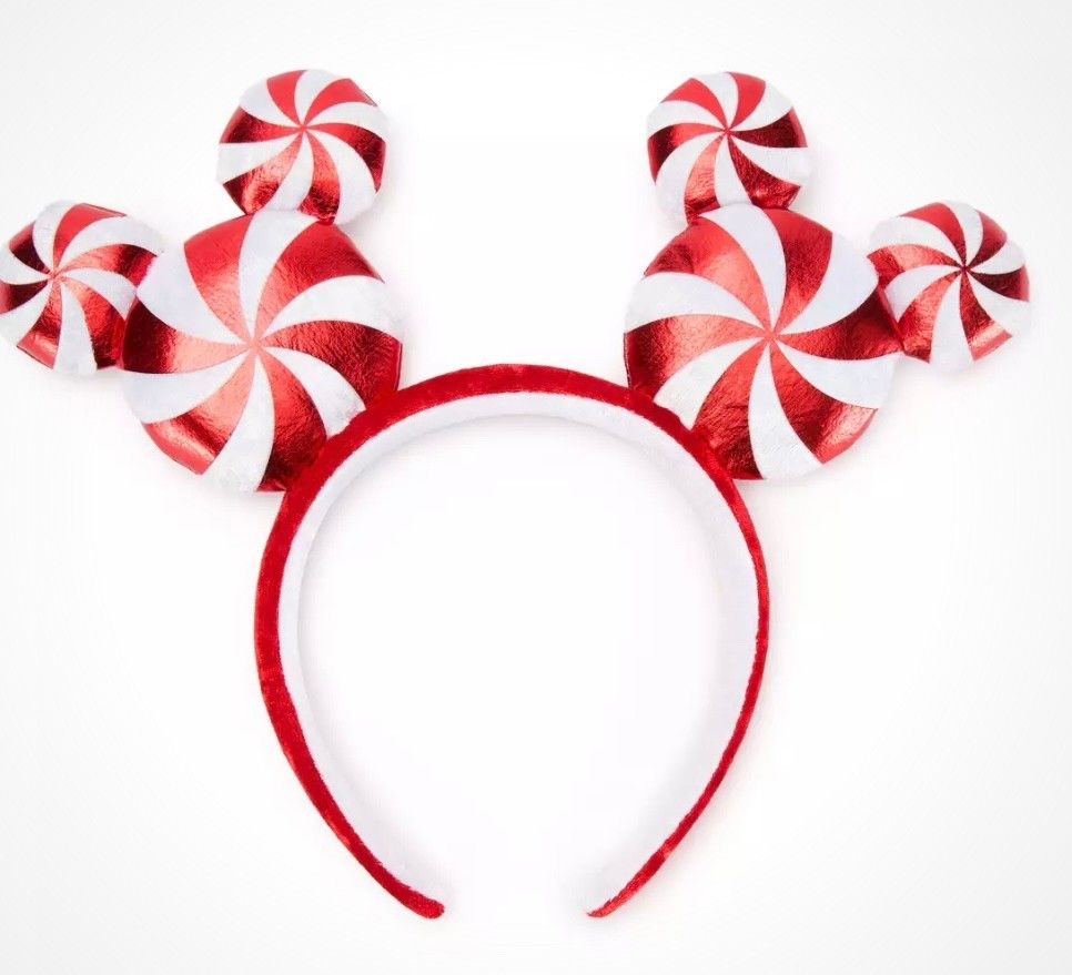 Mickey Mouse ear headband peppermint swirl Disney Christmas holidayy