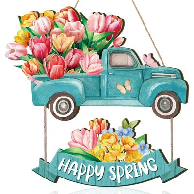 Spring Door Signs Spring Wreaths For Front Door Spring Welcome Door Sign Door Wreath Hanging Plaque Bunny Sign With Bow For Shop Home Garden Spring De | Wayfair North America