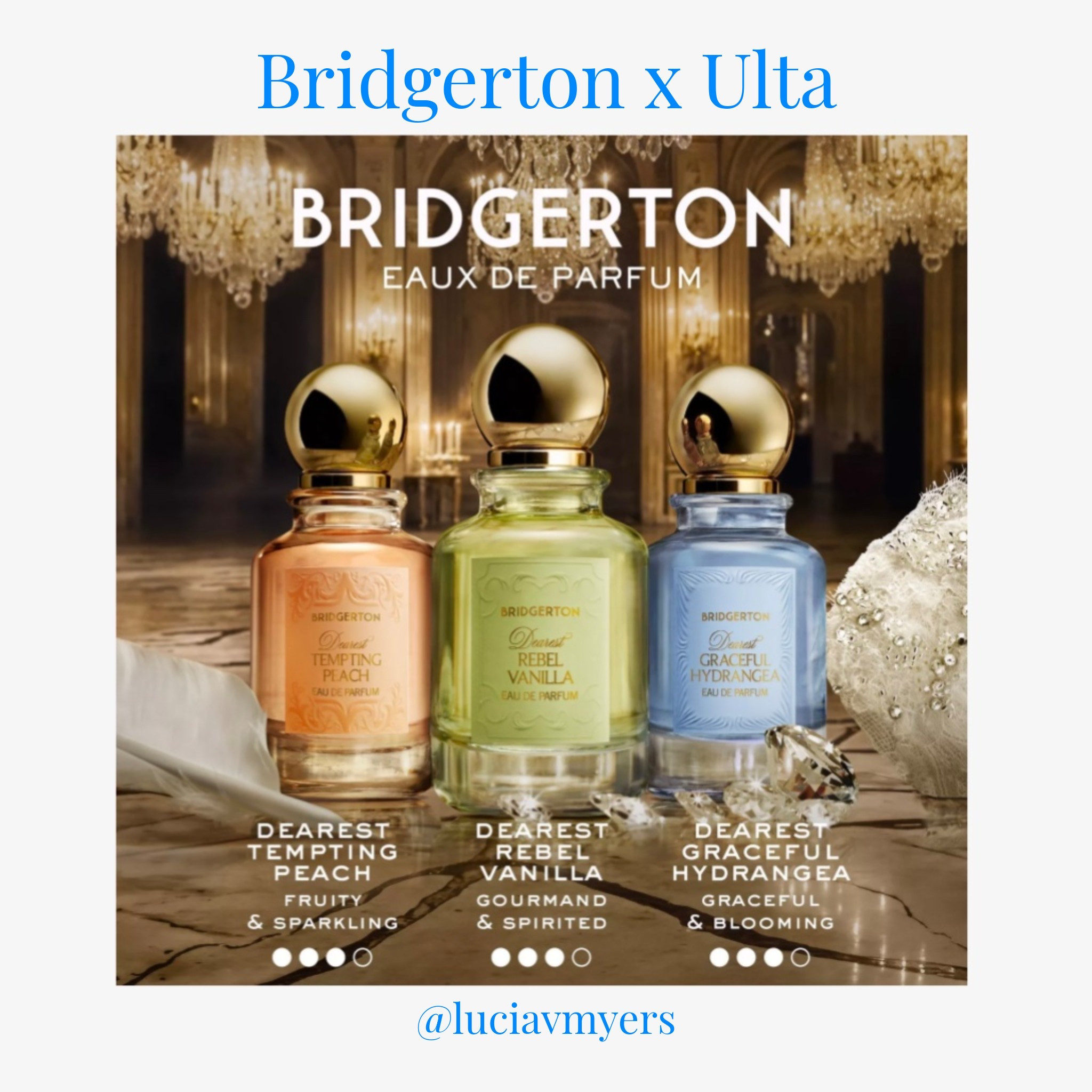 Official Bridgerton perfumes released!! Available to purchase exclusively at Ulta. I can’t wait to try them! Three different scents and available in two sizes. They also come with a mask with purchase! Perfect gift for Mother’s Day, a birthday, any occasion. 

#ltkunder100 #bridgerton #perfume #ulta #trend #trending #ltkmomlife #ltkmorningroutine

#LTKBeauty #LTKWedding #LTKSeasonal