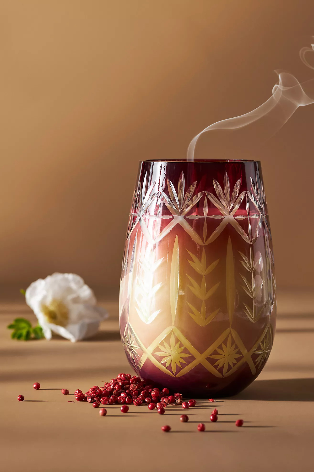 Etched Glass Fresh Fig & Pink Peppercorn Candle | Anthropologie (US)