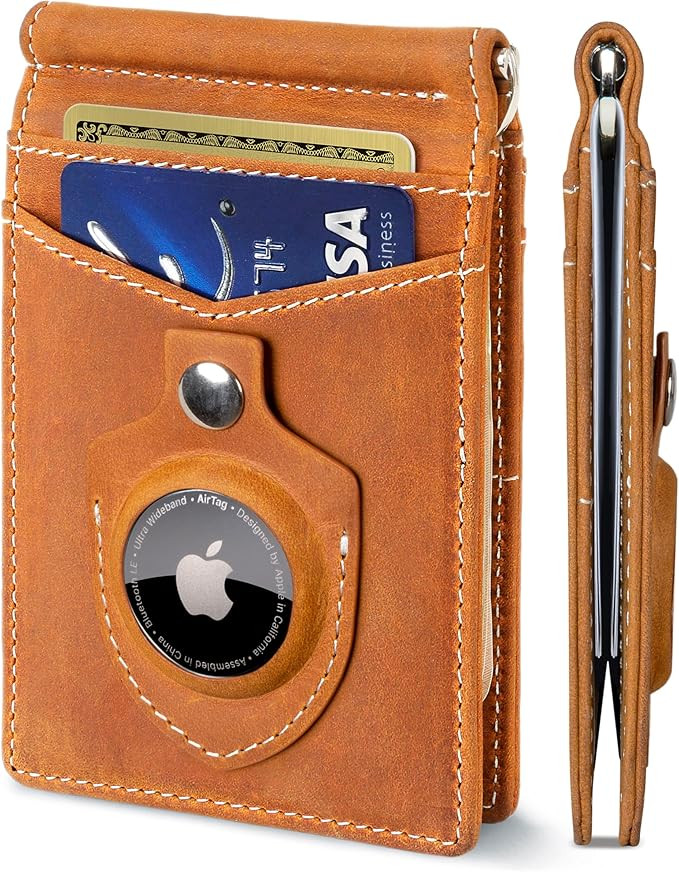 SERMAN BRANDS RFID Blocking Wallet Slim Bifold - Genuine Leather Minimalist Front Pocket Wallets ... | Amazon (US)