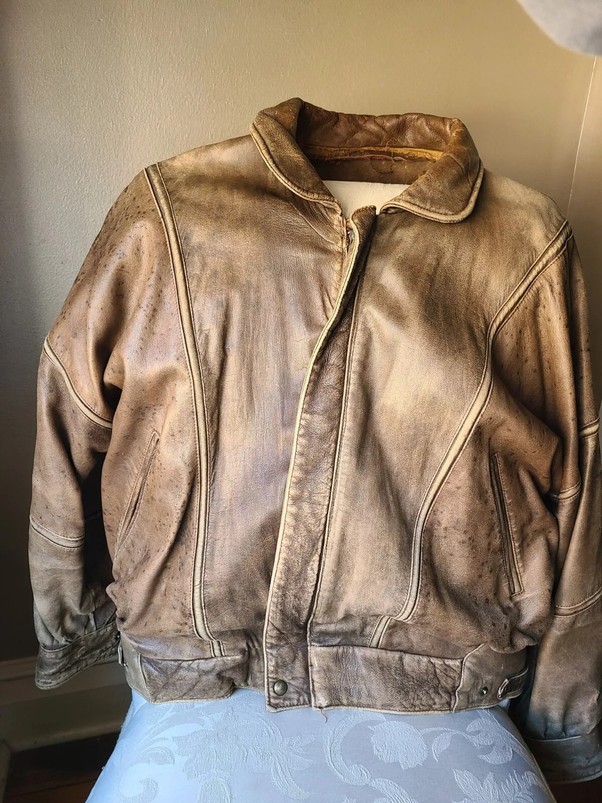 Vintage Brown Leather Bomber Jacket. Handmade in Florance, Italy, 80's  | eBay | eBay US