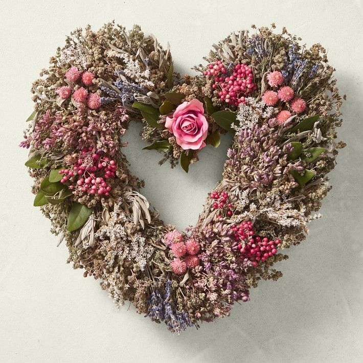 Pink Rose Garden Heart Live Wreath | Williams-Sonoma