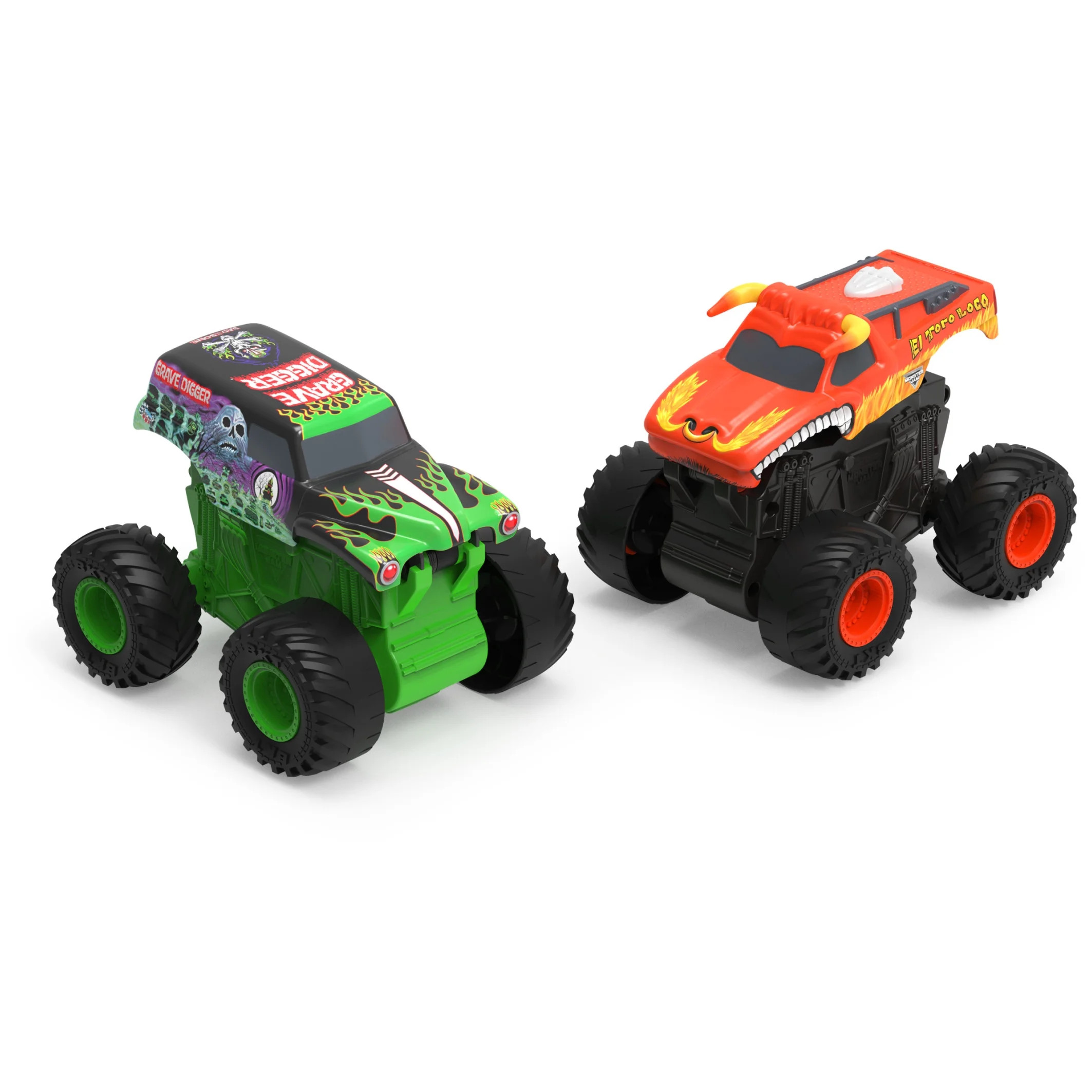 Monster Jam, 2-Pack Official Grave Digger and El Toro Loco Clip & Flip Monster Trucks, 1:43 Scale... | Walmart (US)