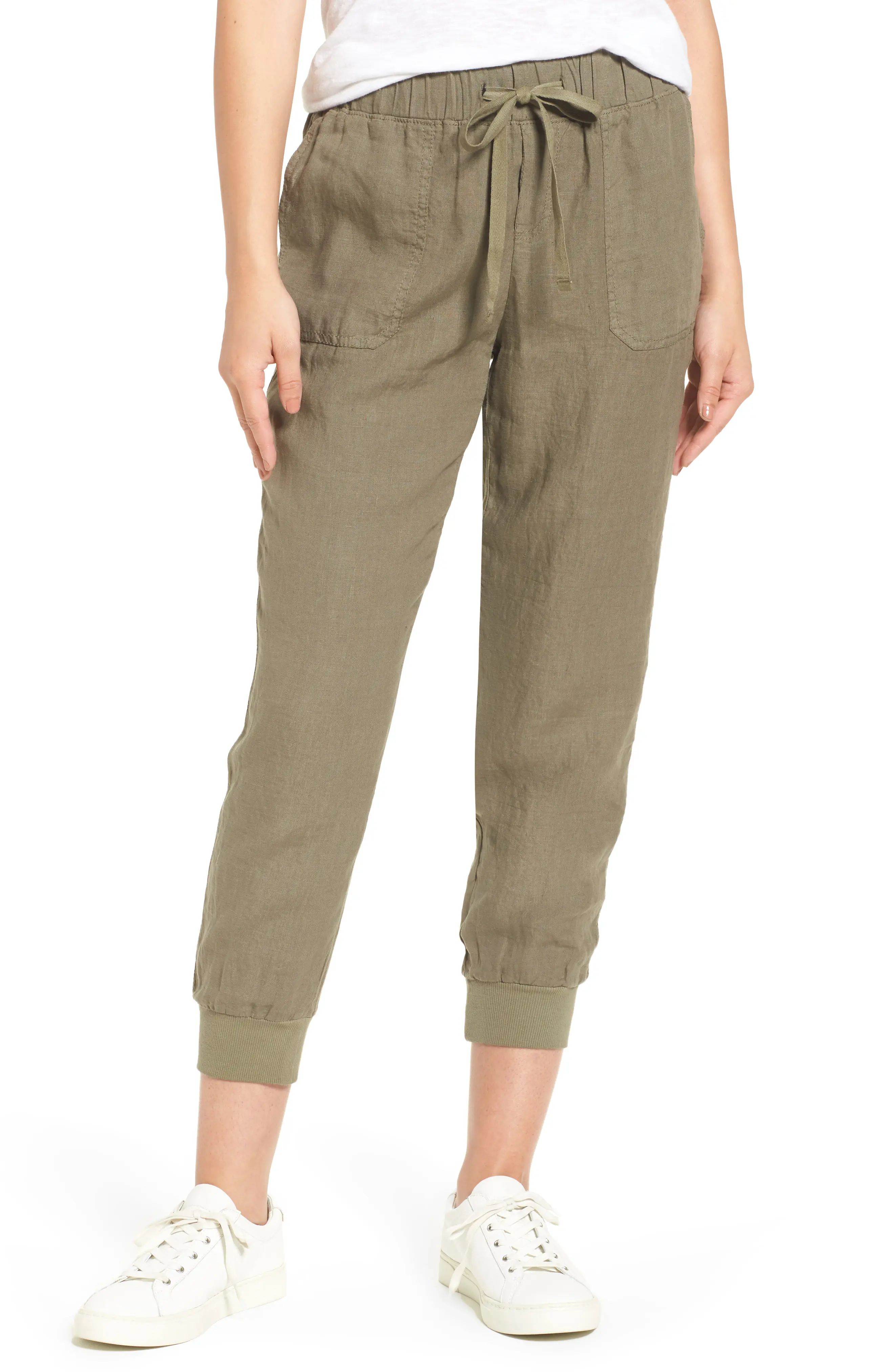 Women's Caslon Linen Jogger Pants, Size X-Small - Green | Nordstrom