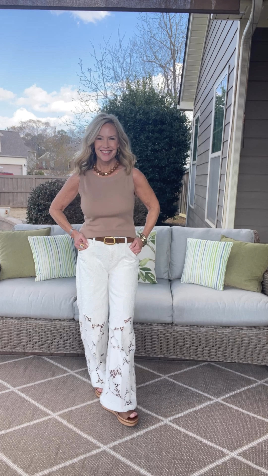 I am in love with these white denim embroidered pants with eyelet cutouts from the knee down!!! 

#LTKgrwm #LTKootd