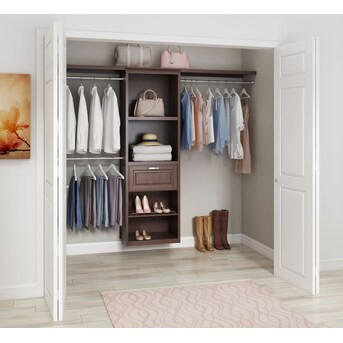 allen + roth Hartford 2-ft to 8-ft W x 6.33-ft H Java Solid Shelving Wood Closet System | Lowe's